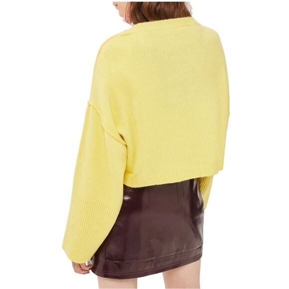 Topshop Wide Sleeve Crop Sweater in Yellow 6 NWOT - Picture 13 of 13